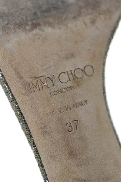 Jimmy Choo Women's Open Toe Metallic Gold Stiletto Sandals Size 37