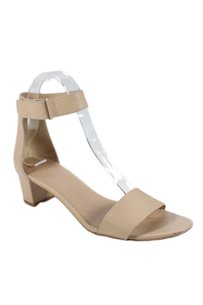 Vince Women's Open Toe Ankle Strap Block Heels Sandals Beige Size 7.5