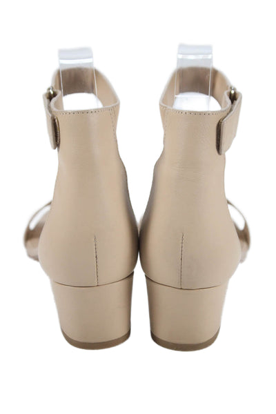 Vince Women's Open Toe Ankle Strap Block Heels Sandals Beige Size 7.5