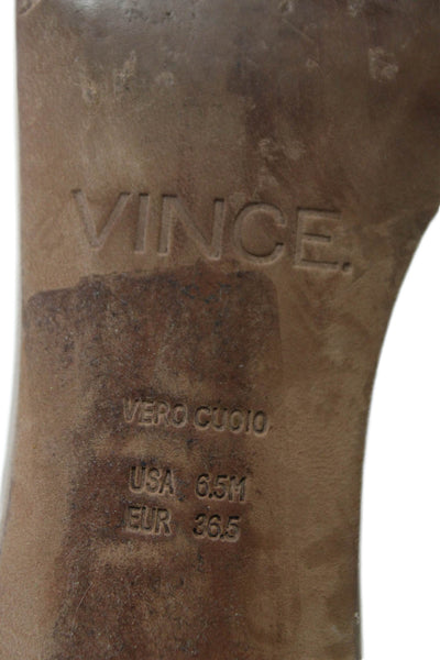 Vince Women's Open Toe Ankle Strap Block Heels Sandals Beige Size 7.5