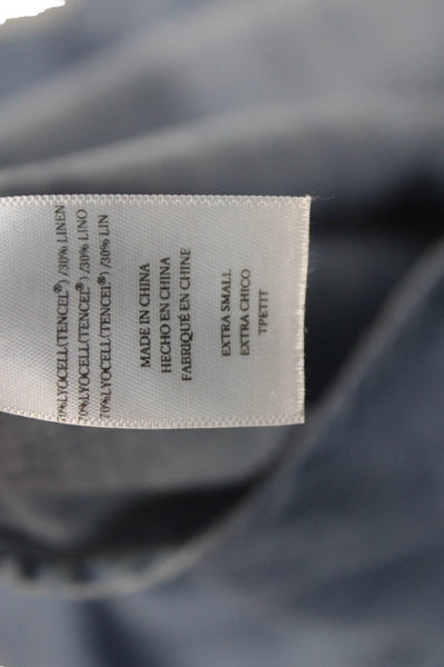 Rails Womens Collared Long Sleeve Button-Up Top Blue Tencel Linen Size XS