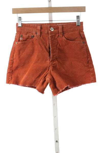 AG Womens Cut-Off Shorts Orange Solid 98% Cotton Button Spring Size 23
