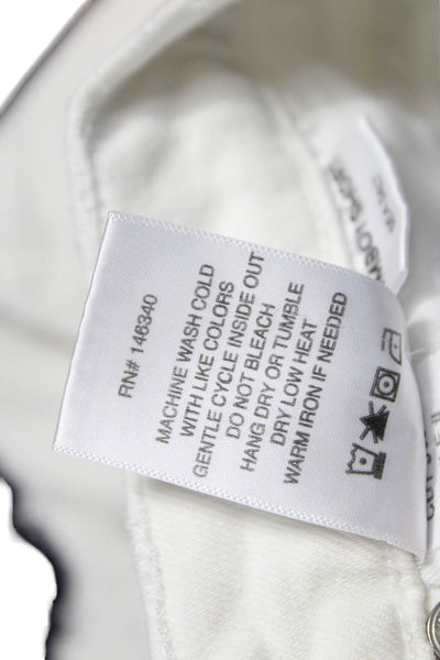 Amo Womens Cut-Off White Button Cotton Elastane Shorts Size 24