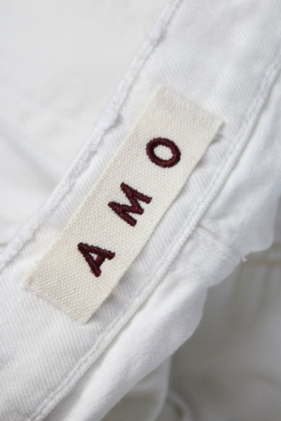Amo Womens Cut-Off White Button Cotton Elastane Shorts Size 24