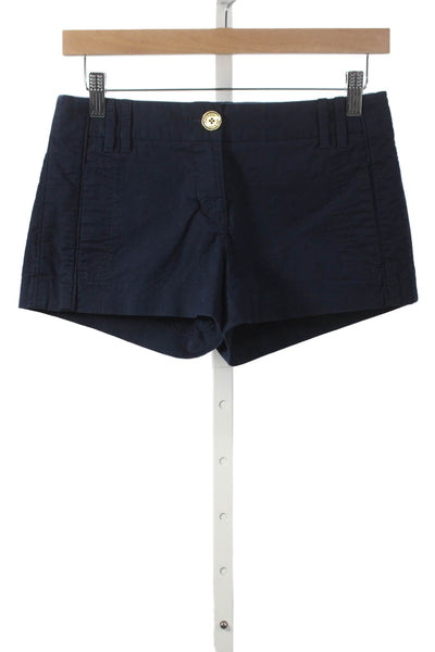 Tory Burch Womens Chino Shorts Blue Cotton Button Size 0