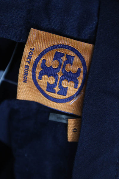 Tory Burch Womens Chino Shorts Blue Cotton Button Size 0