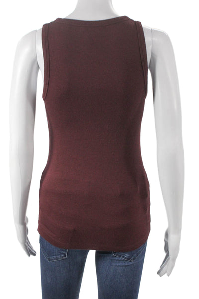 Vince Women Red Cotton Henley Sleeveless Basic Tank Pullover Spring Size S