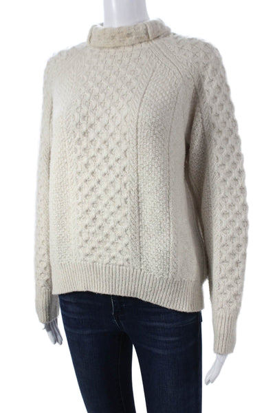 Vince Women Wool Turtleneck Pullover Ivory Petite Size S