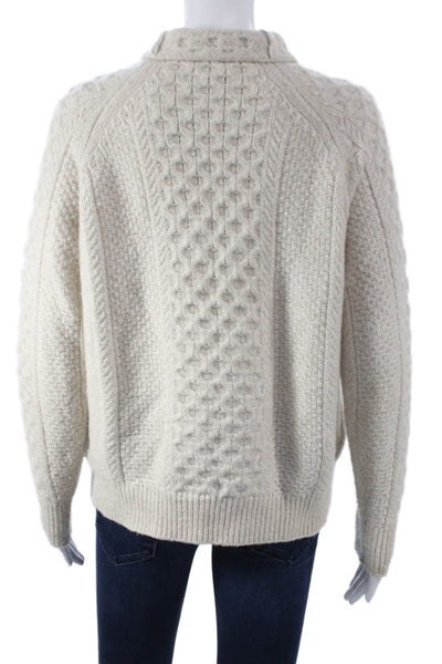 Vince Women Wool Turtleneck Pullover Ivory Petite Size S