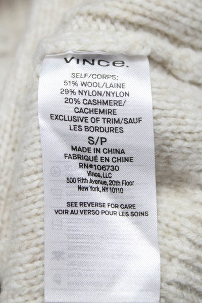 Vince Women Wool Turtleneck Pullover Ivory Petite Size S