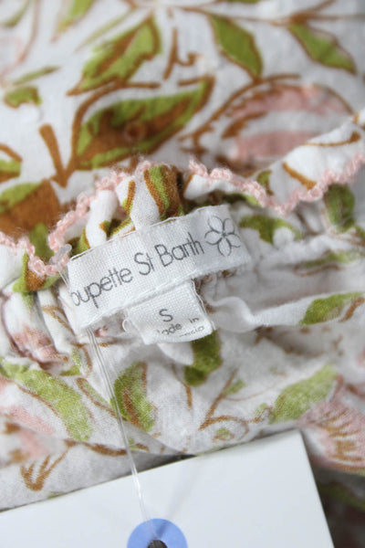 Poupette St. Barth Women Cropped Floral Off Shoulder Long Sleeve Blouse Size S