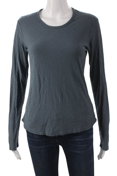 Standard James Perse Womens Basic Blue Long Sleeve Crew Neck T-Shirt Size 1