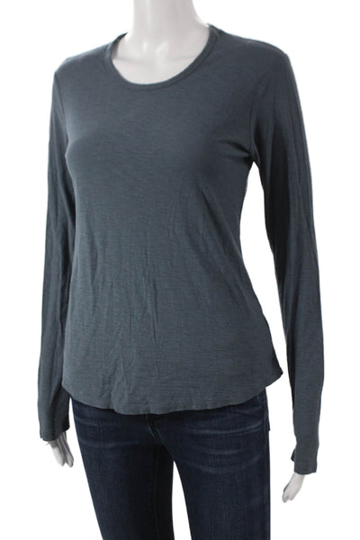 Standard James Perse Womens Basic Blue Long Sleeve Crew Neck T-Shirt Size 1