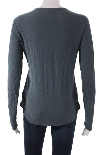Standard James Perse Womens Basic Blue Long Sleeve Crew Neck T-Shirt Size 1