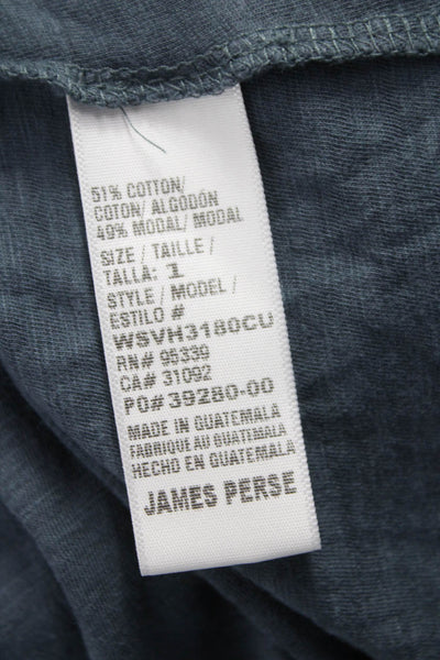 Standard James Perse Womens Basic Blue Long Sleeve Crew Neck T-Shirt Size 1