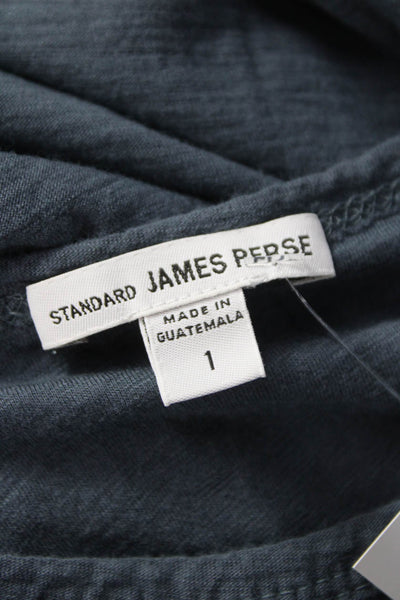 Standard James Perse Womens Basic Blue Long Sleeve Crew Neck T-Shirt Size 1