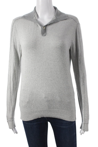 Club Monaco Mens Collared Striped Gray Pullover Sweater Long Sleeve Size XS