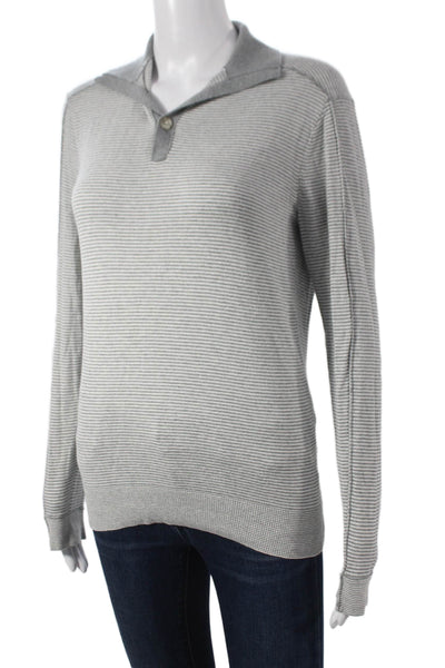 Club Monaco Mens Collared Striped Gray Pullover Sweater Long Sleeve Size XS