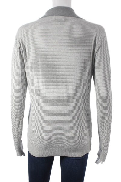 Club Monaco Mens Collared Striped Gray Pullover Sweater Long Sleeve Size XS