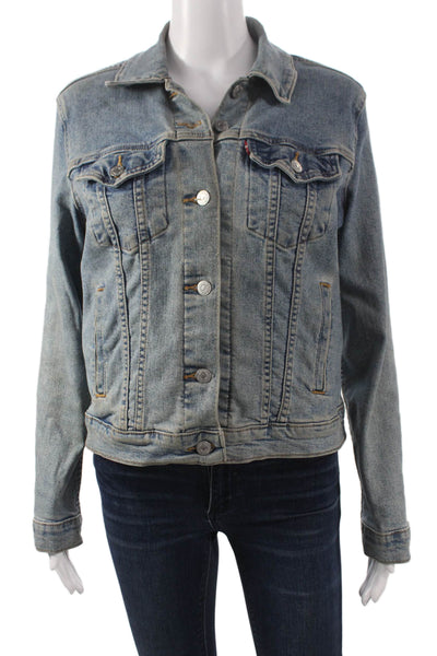 Levi's Womens Basic Jacket Blue Button Long Sleeve Size S