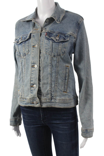 Levi's Womens Basic Jacket Blue Button Long Sleeve Size S