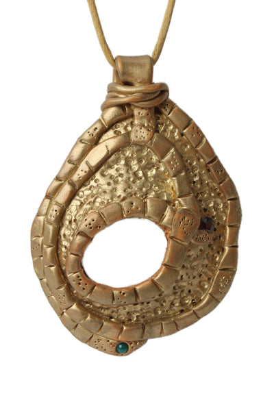 Cleo + Cat Womens Gold Tone Polymer Clay Howlite Organic Pendant Necklace 26"