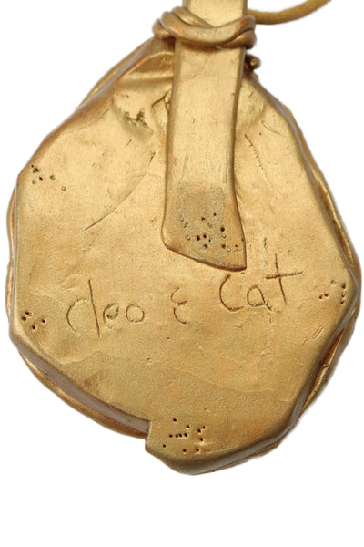 Cleo + Cat Womens Gold Tone Polymer Clay Howlite Organic Pendant Necklace 26"