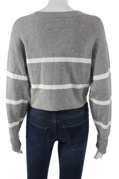 Lune Women Pullover Gray Striped Crew Neck Long Sleeve Size XS
