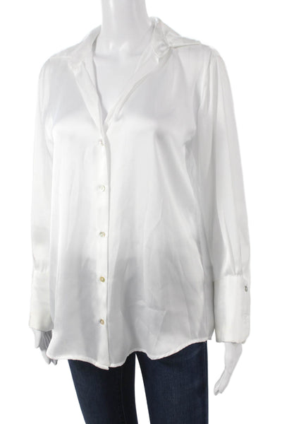 Zara Women Collared White Long Sleeve Basic Blouse Button Polyester Size XS