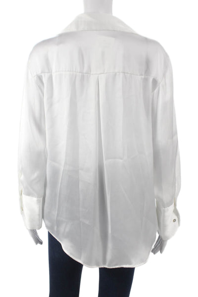 Zara Women Collared White Long Sleeve Basic Blouse Button Polyester Size XS