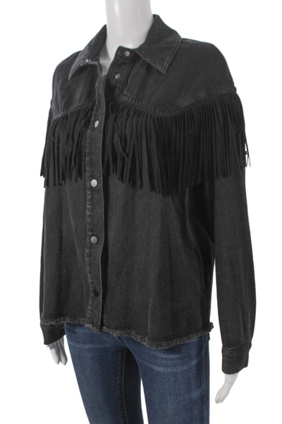 Zara Women Basic Jacket Black Collared Button Long Sleeve Polyester Size XS