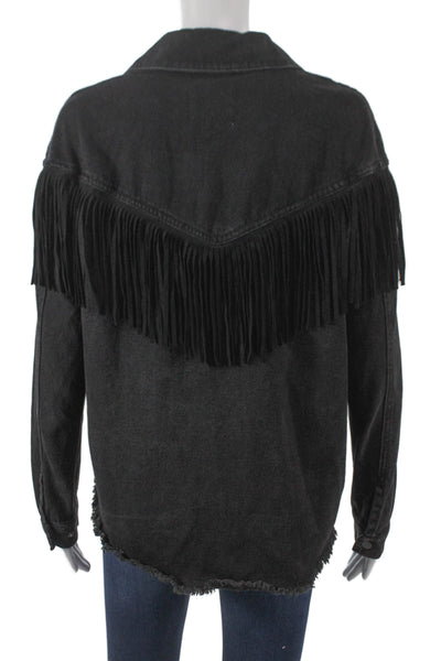 Zara Women Basic Jacket Black Collared Button Long Sleeve Polyester Size XS