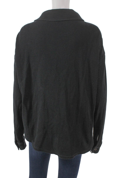 ONIA Women Basic Black Button-Up Cotton Collared Long Sleeve Fall Size S