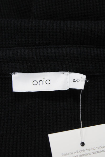 ONIA Women Basic Black Button-Up Cotton Collared Long Sleeve Fall Size S