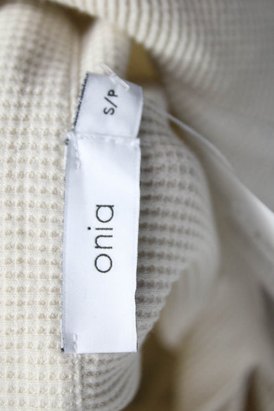 ONIA Womens Button-Up Cotton Collared Long Sleeve Ivory Top Size S