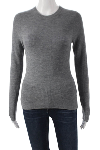 OGD Womens Gray Merino Wool Pullover Sweater Crew Neck Long Sleeve Size M