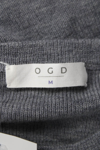 OGD Womens Gray Merino Wool Pullover Sweater Crew Neck Long Sleeve Size M