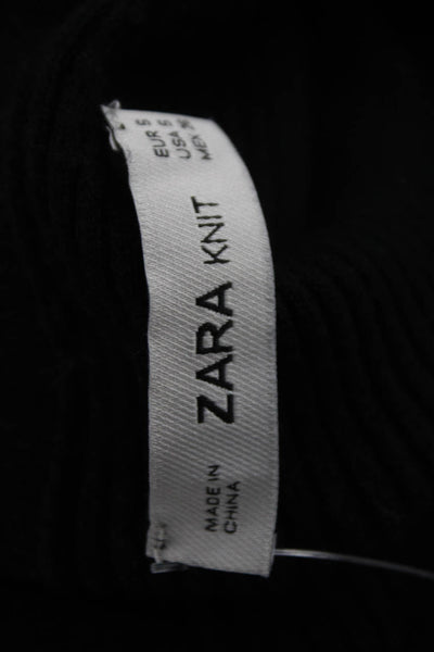 Zara Knit Women Off Shoulder Pullover Sweater Black Long Sleeve Size S
