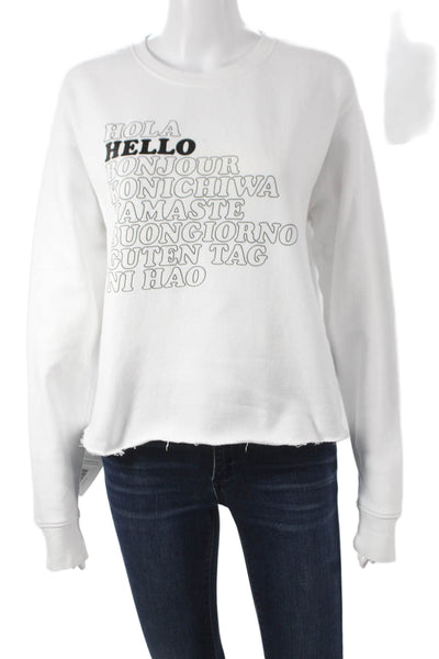 Betsey Johnson Women Pullover Cotton Crew Neck White Long Sleeve Size S
