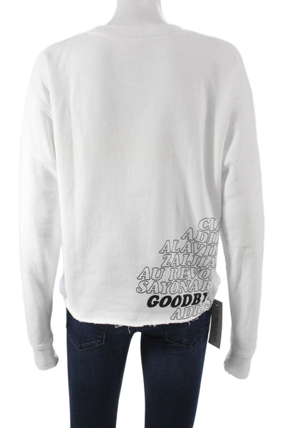 Betsey Johnson Women Pullover Cotton Crew Neck White Long Sleeve Size S