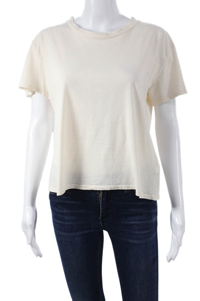 Perfect White Tee Womens Basic Ivory Crew Cotton Tee Size M