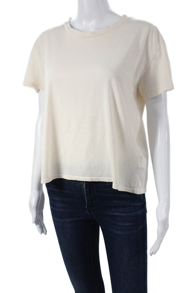 Perfect White Tee Womens Basic Ivory Crew Cotton Tee Size M