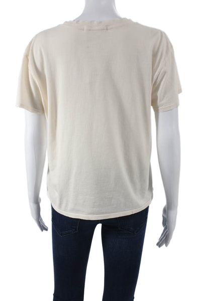 Perfect White Tee Womens Basic Ivory Crew Cotton Tee Size M