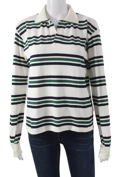 Lioness Womens Striped Cotton Collared Polo Long Sleeve Button Size XS