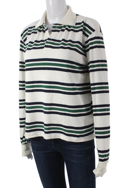 Lioness Womens Striped Cotton Collared Polo Long Sleeve Button Size XS