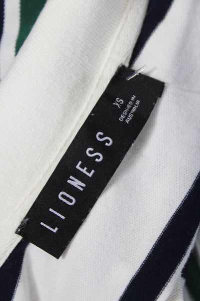 Lioness Womens Striped Cotton Collared Polo Long Sleeve Button Size XS