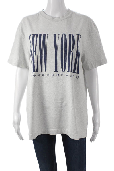 Alexander Wang Womens Basic Gray Cotton Crew Neck Short Sleeve T-Shirt Size S