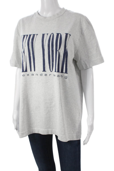 Alexander Wang Womens Basic Gray Cotton Crew Neck Short Sleeve T-Shirt Size S