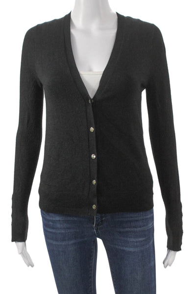 Zara Women Viscose V Neck Black Cardigan Long Sleeve Size S