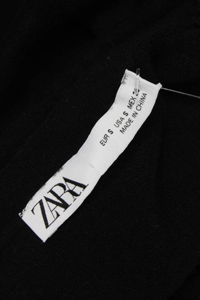 Zara Women Viscose V Neck Black Cardigan Long Sleeve Size S